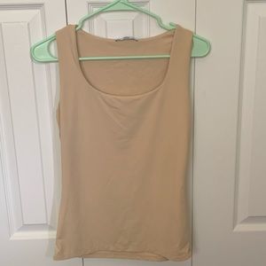 Zara basic wide strap tank top in beige
